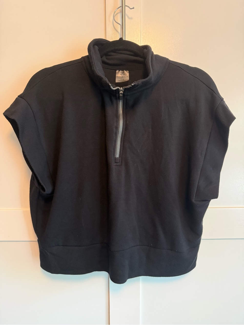 Danskin Black Short-Sleeve Half-Zip Sweater
